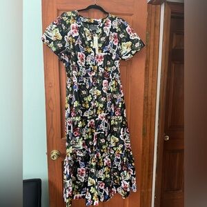 Anthropologie Black Floral Maxi Dress